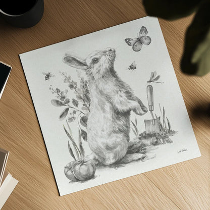 Garden Patch I Sketch by Leslie Trimbach. Shown as a detailed flat fine art print, highlighting archival giclee quality. Available as an archival giclee rolled canvas, fine art paper, or poster print. SKU 90670a.