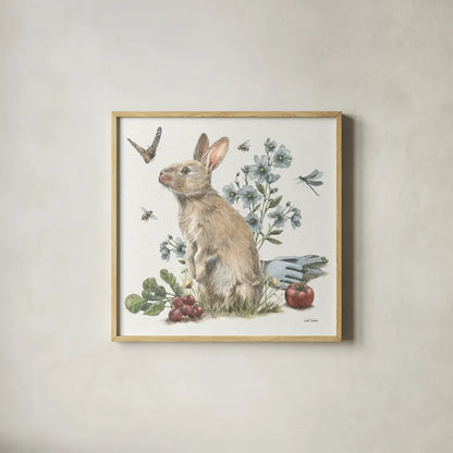 Garden Patch II by Leslie Trimbach. Shown in a natural wood glass frame for a timeless modern aesthetic. Available as an archival giclee rolled canvas, fine art paper, or poster print. SKU 90661a.