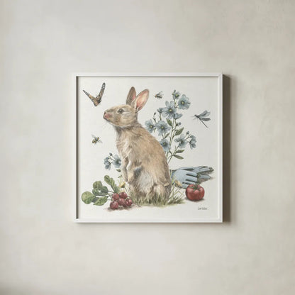 Garden Patch II by Leslie Trimbach. Shown in a crisp white glass frame for a clean and minimalist style. Available as an archival giclee rolled canvas, fine art paper, or poster print. SKU 90661a.