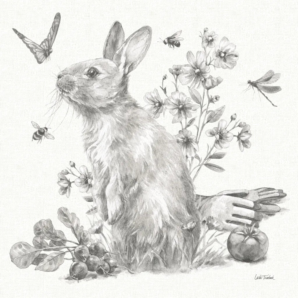 Garden Patch II Sketch by Leslie Trimbach. SKU 90671a. Archival Giclee Fine art print for wall decor.