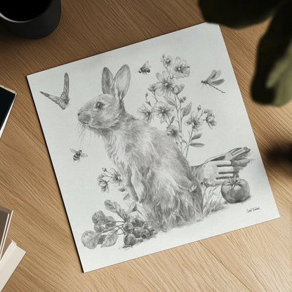 Garden Patch II Sketch by Leslie Trimbach. Shown as a detailed flat fine art print, highlighting archival giclee quality. Available as an archival giclee rolled canvas, fine art paper, or poster print. SKU 90671a.