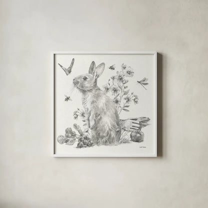 Garden Patch II Sketch by Leslie Trimbach. Shown in a crisp white glass frame for a clean and minimalist style. Available as an archival giclee rolled canvas, fine art paper, or poster print. SKU 90671a.