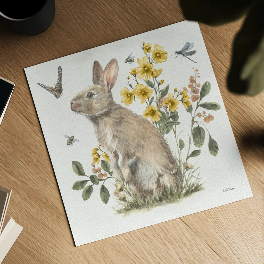 Garden Patch II Yellow by Leslie Trimbach. Shown as a detailed flat fine art print, highlighting archival giclee quality. Available as an archival giclee rolled canvas, fine art paper, or poster print. SKU 90739a.