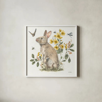 Garden Patch II Yellow by Leslie Trimbach. Shown in a crisp white glass frame for a clean and minimalist style. Available as an archival giclee rolled canvas, fine art paper, or poster print. SKU 90739a.