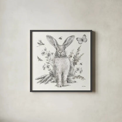Garden Patch III Sketch by Leslie Trimbach. Shown in a sleek black glass frame for a contemporary gallery look. Available as an archival giclee rolled canvas, fine art paper, or poster print. SKU 90672a.