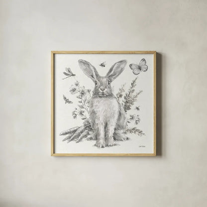 Garden Patch III Sketch by Leslie Trimbach. Shown in a natural wood glass frame for a timeless modern aesthetic. Available as an archival giclee rolled canvas, fine art paper, or poster print. SKU 90672a.