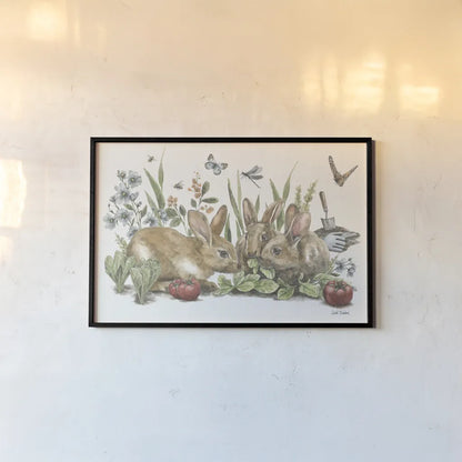 Garden Patch IX by Leslie Trimbach. shown as a paper print in a black flame. Available as a archival giclee rolled canvas, fine art paper, or poster print. SKU 90668i.