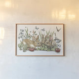 Garden Patch IX by Leslie Trimbach. shown as a paper print in a natural frame. Available as a archival giclee rolled canvas, fine art paper, or poster print. SKU 90668i.