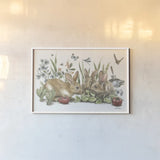 Garden Patch IX by Leslie Trimbach. shown as a paper print in a white frame. Available as a archival giclee rolled canvas, fine art paper, or poster print. SKU 90668i.