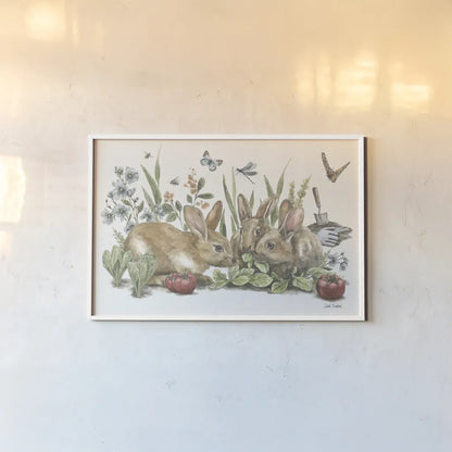 Garden Patch IX by Leslie Trimbach. shown as a paper print in a white frame. Available as a archival giclee rolled canvas, fine art paper, or poster print. SKU 90668i.