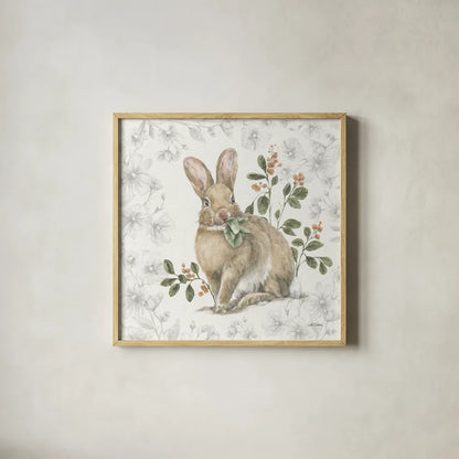 Garden Patch VI by Leslie Trimbach. Shown in a natural wood glass frame for a timeless modern aesthetic. Available as an archival giclee rolled canvas, fine art paper, or poster print. SKU 90665a.