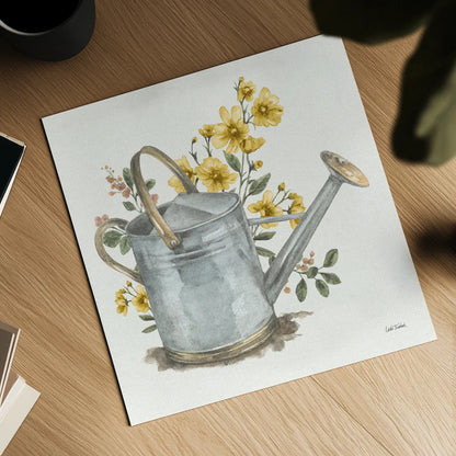 Garden Patch VII Yellow by Leslie Trimbach. Shown as a detailed flat fine art print, highlighting archival giclee quality. Available as an archival giclee rolled canvas, fine art paper, or poster print. SKU 90740a.