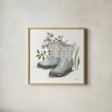 Garden Patch VIII by Leslie Trimbach. Shown in a natural wood glass frame for a timeless modern aesthetic. Available as an archival giclee rolled canvas, fine art paper, or poster print. SKU 90667a.