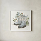 Garden Patch VIII by Leslie Trimbach. Shown in a crisp white glass frame for a clean and minimalist style. Available as an archival giclee rolled canvas, fine art paper, or poster print. SKU 90667a.