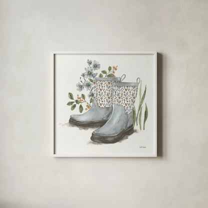 Garden Patch VIII by Leslie Trimbach. Shown in a crisp white glass frame for a clean and minimalist style. Available as an archival giclee rolled canvas, fine art paper, or poster print. SKU 90667a.
