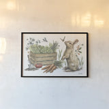Garden Patch X by Leslie Trimbach. shown as a paper print in a black flame. Available as a archival giclee rolled canvas, fine art paper, or poster print. SKU 90669i.