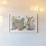 Garden Patch X by Leslie Trimbach. shown as a paper print in a white frame. Available as a archival giclee rolled canvas, fine art paper, or poster print. SKU 90669i.