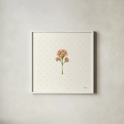 Gentle Bloom II by Leslie Trimbach. Shown in a crisp white glass frame for a clean and minimalist style. Available as an archival giclee rolled canvas, fine art paper, or poster print. SKU 98932a.