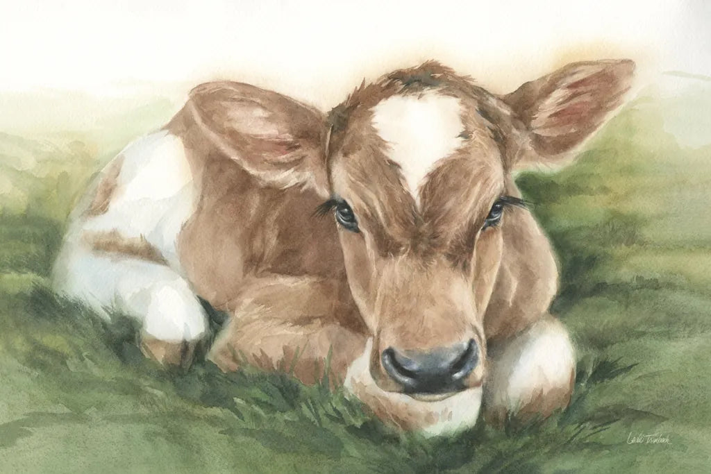 Gentle Calf by Leslie Trimbach. SKU 87356i. Archival Giclee Fine art print for wall decor.