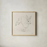 Graceful Rabbit I by Leslie Trimbach. Shown in a natural wood glass frame for a timeless modern aesthetic. Available as an archival giclee rolled canvas, fine art paper, or poster print. SKU 85186a.