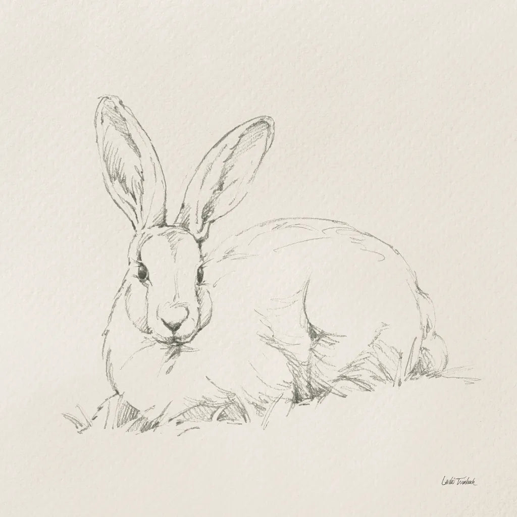 Graceful Rabbit II by Leslie Trimbach. SKU 85187a. Archival Giclee Fine art print for wall decor.