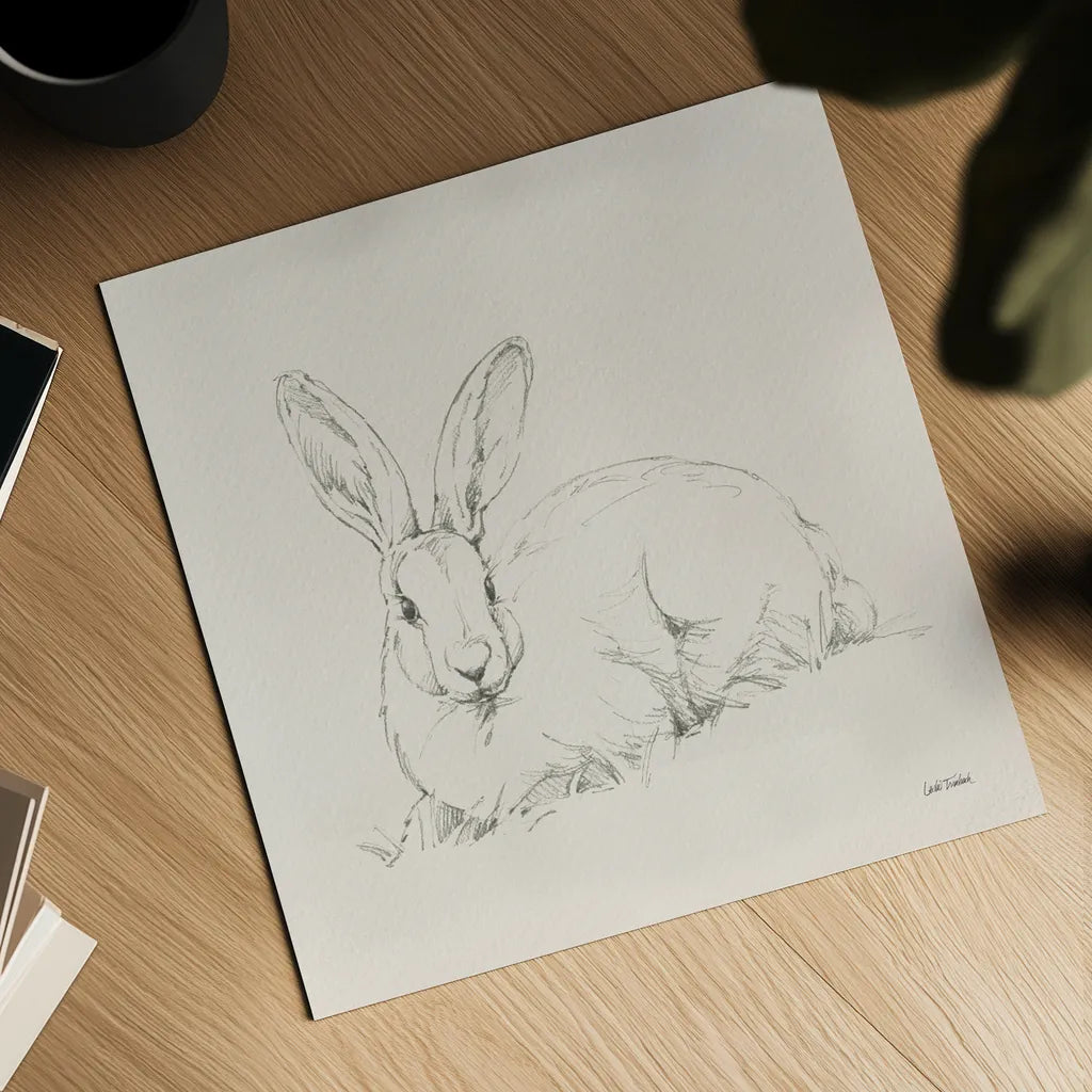 Graceful Rabbit II by Leslie Trimbach. Shown as a detailed flat fine art print, highlighting archival giclee quality. Available as an archival giclee rolled canvas, fine art paper, or poster print. SKU 85187a.