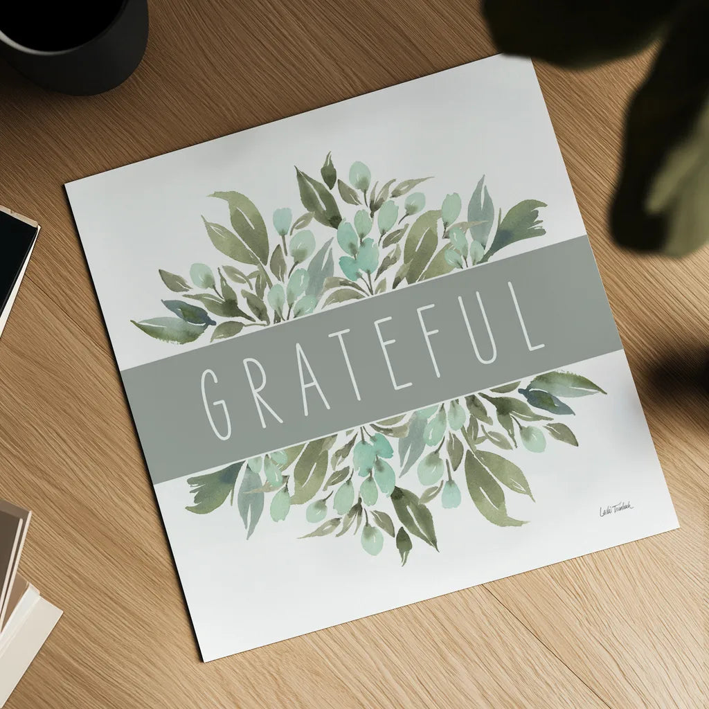 Grateful by Leslie Trimbach. Shown as a detailed flat fine art print, highlighting archival giclee quality. Available as an archival giclee rolled canvas, fine art paper, or poster print. SKU 89226a.