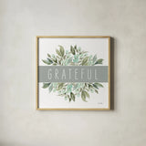 Grateful by Leslie Trimbach. Shown in a natural wood glass frame for a timeless modern aesthetic. Available as an archival giclee rolled canvas, fine art paper, or poster print. SKU 89226a.