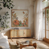 Harvest Home II by Leslie Trimbach. Shown in a natural wood frame in a cozy modern living room. Available as an archival giclee rolled canvas, fine art paper, or poster print. SKU 101356a.