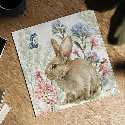 Hop Into Spring V by Leslie Trimbach. Shown as a detailed flat fine art print, highlighting archival giclee quality. Available as an archival giclee rolled canvas, fine art paper, or poster print. SKU 98310a.