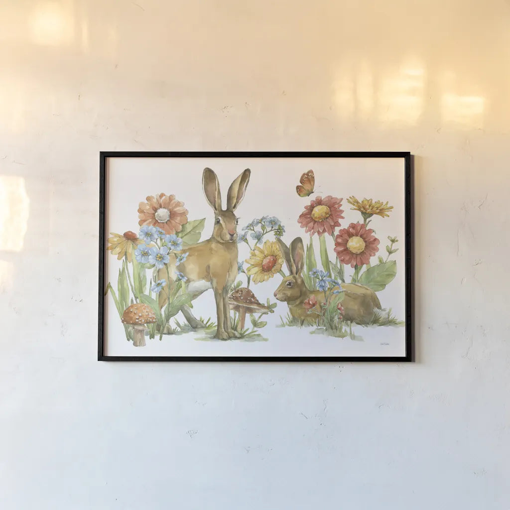 In The Garden I by Leslie Trimbach. shown as a paper print in a black flame. Available as a archival giclee rolled canvas, fine art paper, or poster print. SKU 85681i.