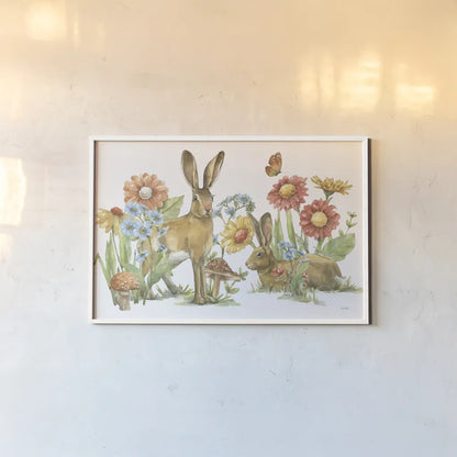 In The Garden I by Leslie Trimbach. shown as a paper print in a white frame. Available as a archival giclee rolled canvas, fine art paper, or poster print. SKU 85681i.