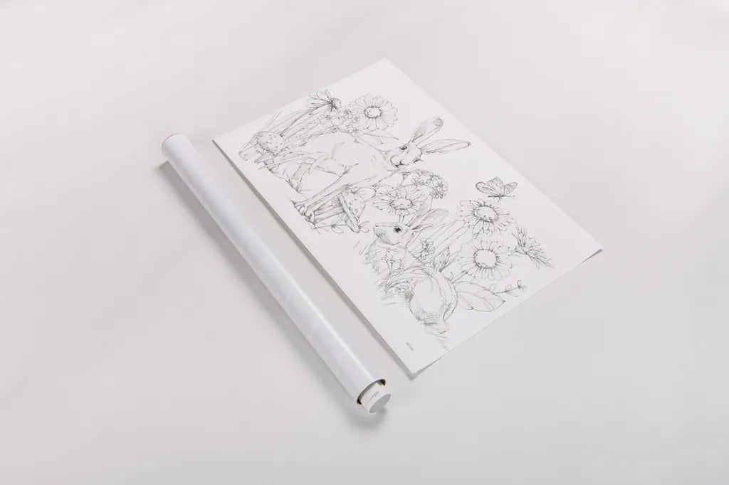 In The Garden I Sketch by Leslie Trimbach. shown as a rolled paper print. Available as archival giclee rolled canvas, fine art paper, or poster print. SKU 85686i.