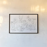 In The Garden I Sketch by Leslie Trimbach. shown as a paper print in a black flame. Available as a archival giclee rolled canvas, fine art paper, or poster print. SKU 85686i.