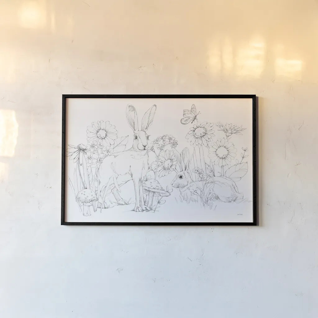 In The Garden I Sketch by Leslie Trimbach. shown as a paper print in a black flame. Available as a archival giclee rolled canvas, fine art paper, or poster print. SKU 85686i.