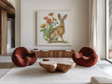 In The Garden II by Leslie Trimbach. Shown as extra-large giant wall art in a modern living room. Available as an archival giclee rolled canvas, fine art paper, or poster print. SKU 85682a.