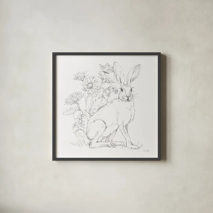 In The Garden II Sketch by Leslie Trimbach. Shown in a sleek black glass frame for a contemporary gallery look. Available as an archival giclee rolled canvas, fine art paper, or poster print. SKU 85687a.