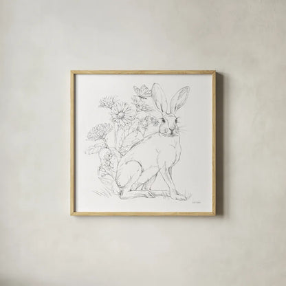 In The Garden II Sketch by Leslie Trimbach. Shown in a natural wood glass frame for a timeless modern aesthetic. Available as an archival giclee rolled canvas, fine art paper, or poster print. SKU 85687a.