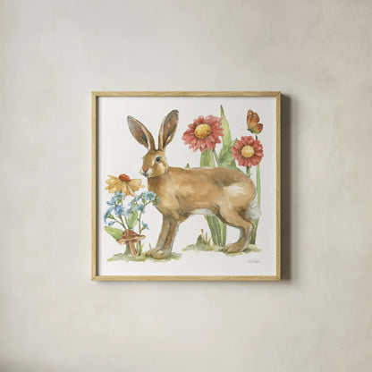 In The Garden III by Leslie Trimbach. Shown in a natural wood glass frame for a timeless modern aesthetic. Available as an archival giclee rolled canvas, fine art paper, or poster print. SKU 85683a.