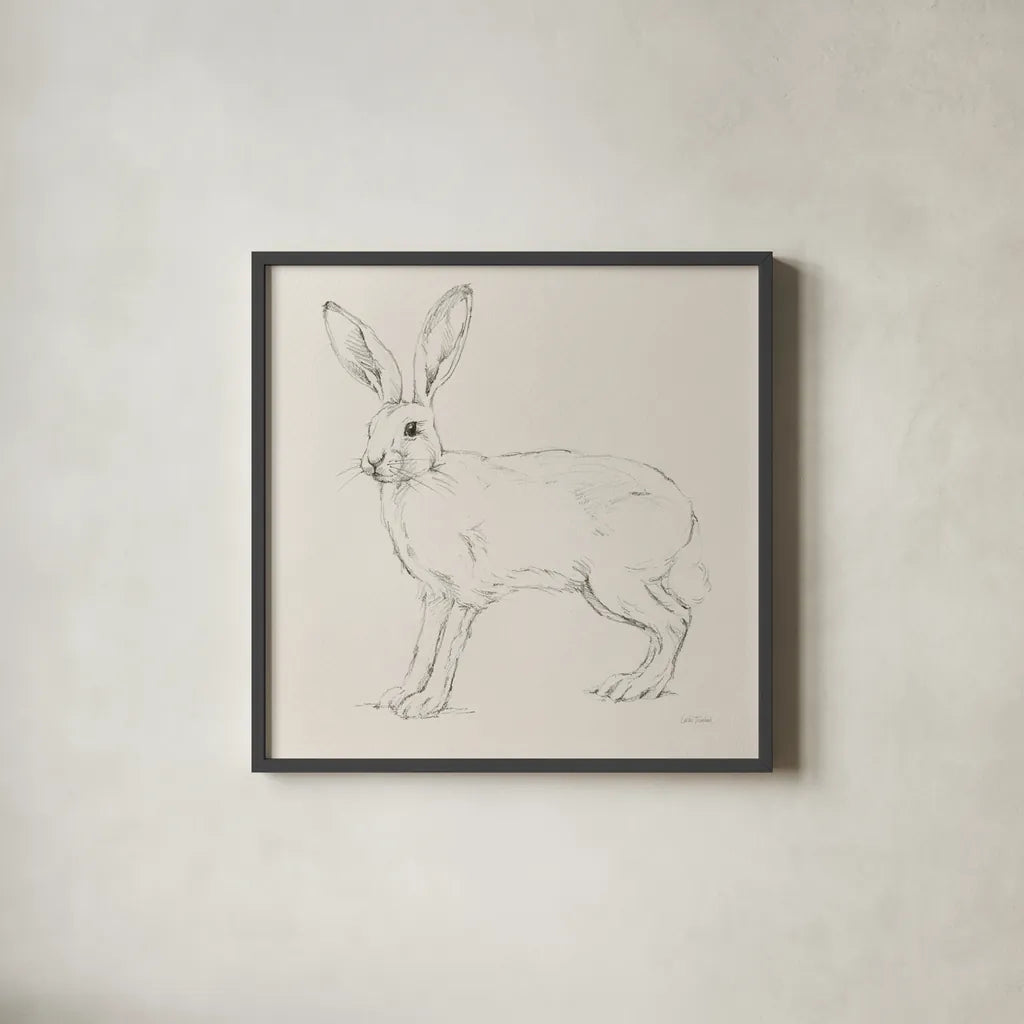 In The Garden III No Flowers Cream by Leslie Trimbach. Shown in a sleek black glass frame for a contemporary gallery look. Available as an archival giclee rolled canvas, fine art paper, or poster print. SKU 85499a.