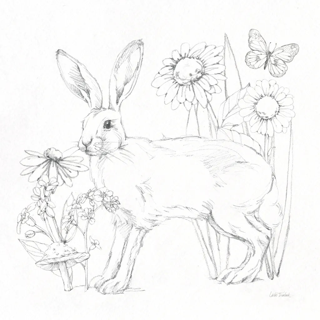 In The Garden III Sketch by Leslie Trimbach. SKU 85688a. Archival Giclee Fine art print for wall decor.