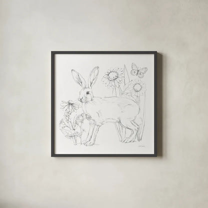 In The Garden III Sketch by Leslie Trimbach. Shown in a sleek black glass frame for a contemporary gallery look. Available as an archival giclee rolled canvas, fine art paper, or poster print. SKU 85688a.