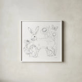 In The Garden III Sketch by Leslie Trimbach. Shown in a crisp white glass frame for a clean and minimalist style. Available as an archival giclee rolled canvas, fine art paper, or poster print. SKU 85688a.