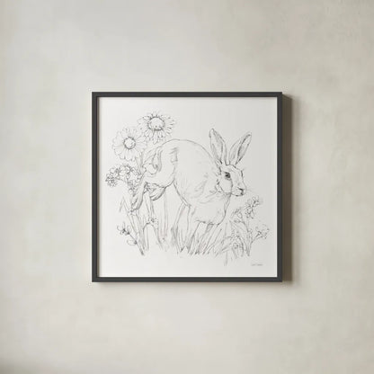In The Garden IV Sketch by Leslie Trimbach. Shown in a sleek black glass frame for a contemporary gallery look. Available as an archival giclee rolled canvas, fine art paper, or poster print. SKU 85689a.