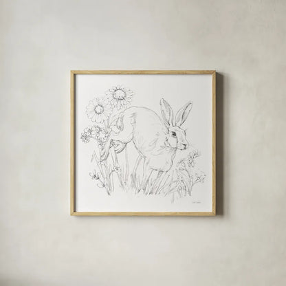 In The Garden IV Sketch by Leslie Trimbach. Shown in a natural wood glass frame for a timeless modern aesthetic. Available as an archival giclee rolled canvas, fine art paper, or poster print. SKU 85689a.