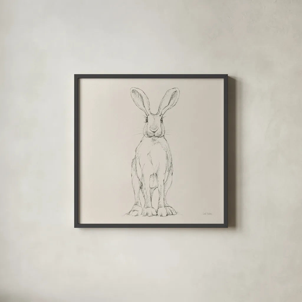 In The Garden V No Flowers Cream by Leslie Trimbach. Shown in a sleek black glass frame for a contemporary gallery look. Available as an archival giclee rolled canvas, fine art paper, or poster print. SKU 85500a.