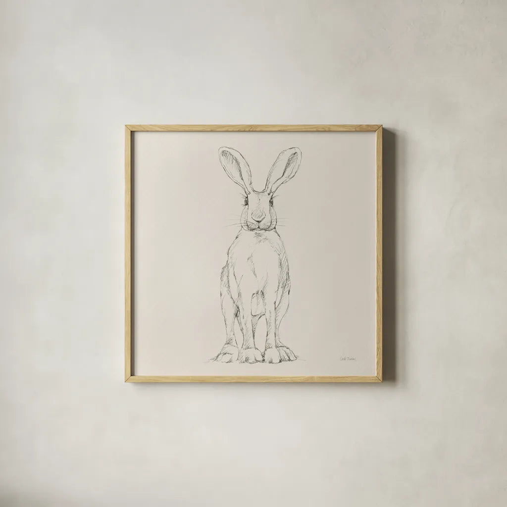 In The Garden V No Flowers Cream by Leslie Trimbach. Shown in a natural wood glass frame for a timeless modern aesthetic. Available as an archival giclee rolled canvas, fine art paper, or poster print. SKU 85500a.