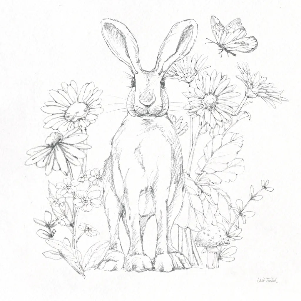 In The Garden V Sketch by Leslie Trimbach. SKU 85690a. Archival Giclee Fine art print for wall decor.
