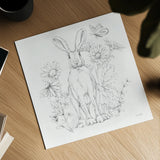 In The Garden V Sketch by Leslie Trimbach. Shown as a detailed flat fine art print, highlighting archival giclee quality. Available as an archival giclee rolled canvas, fine art paper, or poster print. SKU 85690a.