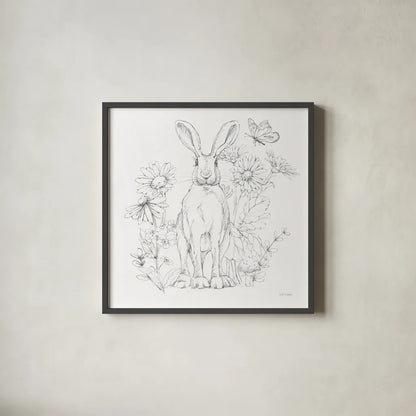 In The Garden V Sketch by Leslie Trimbach. Shown in a sleek black glass frame for a contemporary gallery look. Available as an archival giclee rolled canvas, fine art paper, or poster print. SKU 85690a.